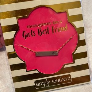 Simply Southern Monogram "A" Necklace Girls Best Friend Pendant NWT